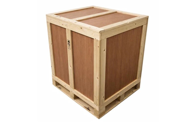 Wooden box pallet with a braced pine frame and panelled walls on a forklift pallet base — Erawat Enterprise, Gujarat